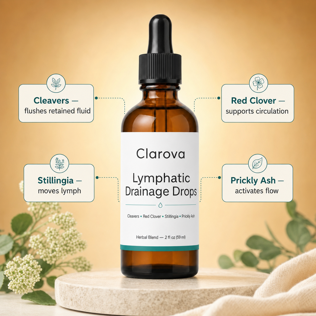 Clarova Lymphatic Drainage Drops — ingredient callouts