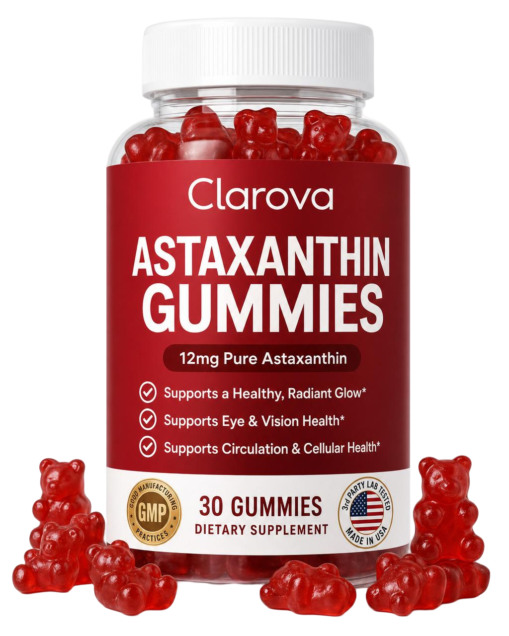 Clarova Astaxanthin Gummies — base transparent